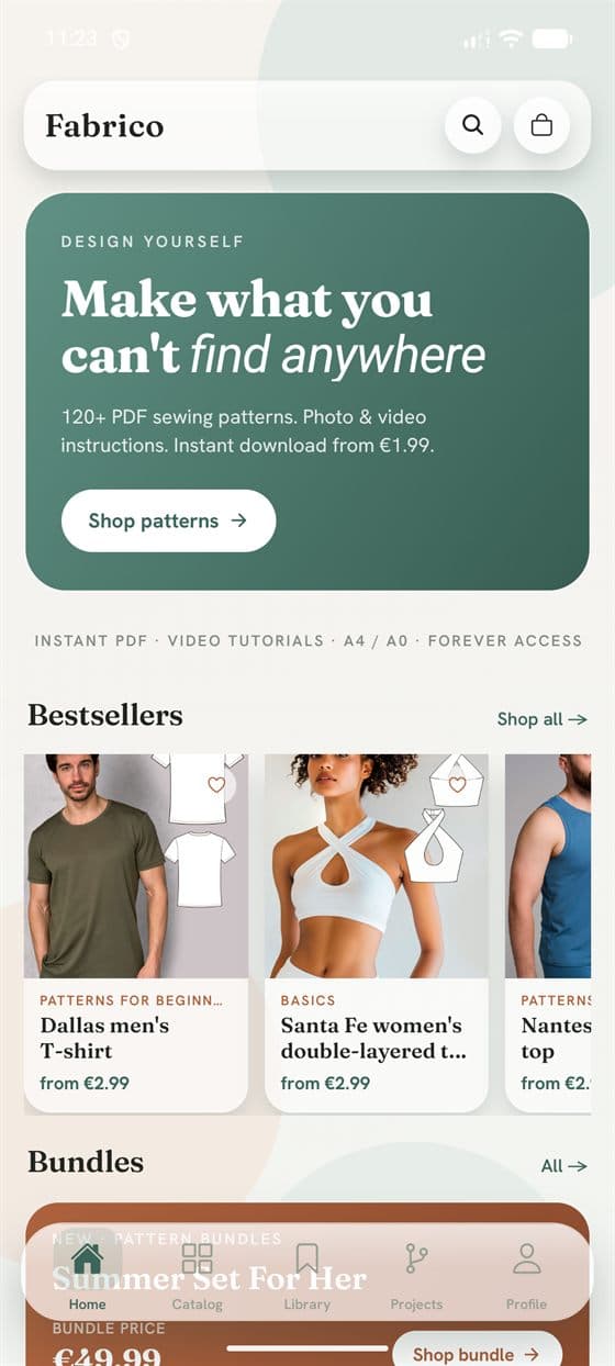 A PDF pattern shop, rebuilt as a native mobile store