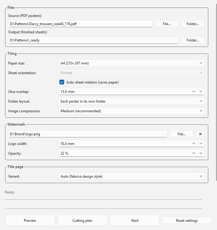 PDF Poster Splitter — main window